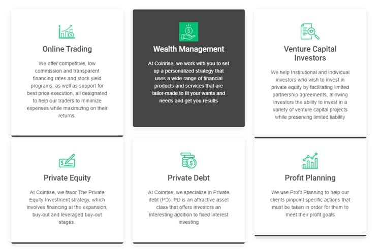 Coinrise investing services summary