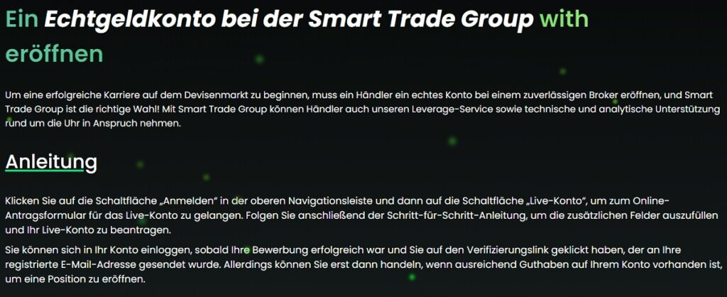 Optionen für Ihr Konto Smart Trade Group