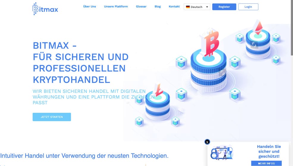 Die Homepage von Bitmax. 