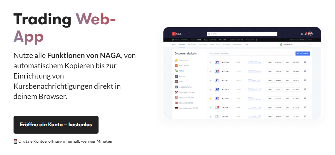NAGA Web-App zum Traden